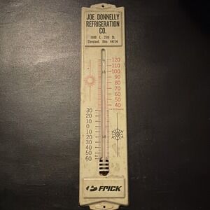 Frick Advertising Thermometer Joe Donnelly Refrigeration Co Cleveland OH Vintage